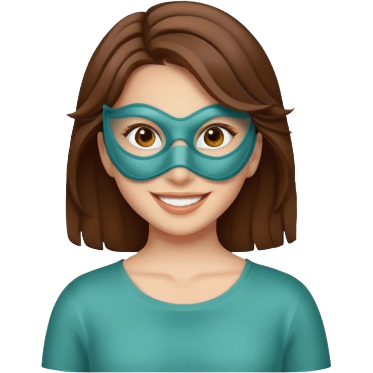 brown haired girl with a mask emoji