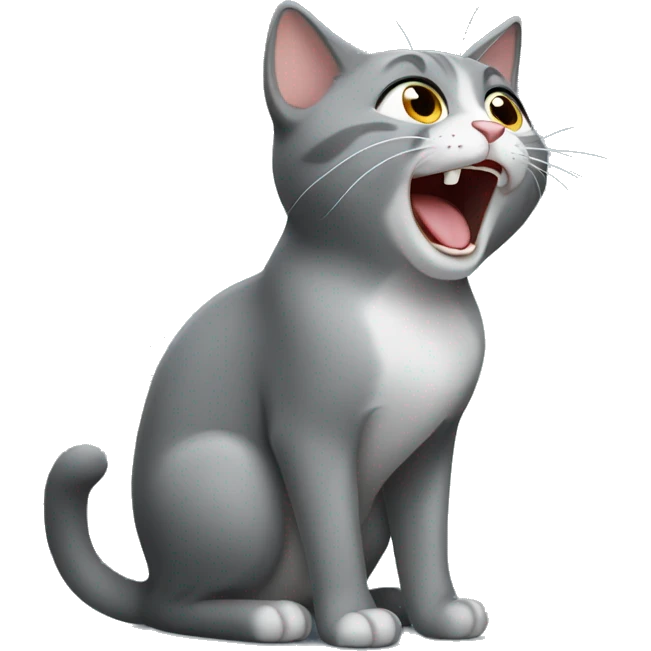 Small gray cat singing emoji