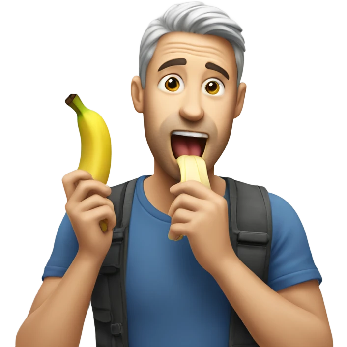 Man ￼putting banana in mouth  emoji