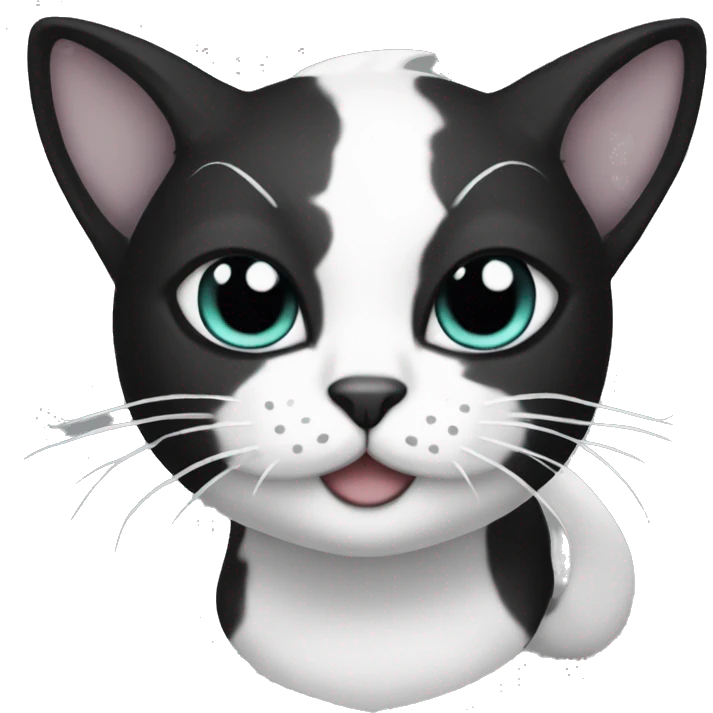 Mermaid cat that’s black and white tuxie emoji