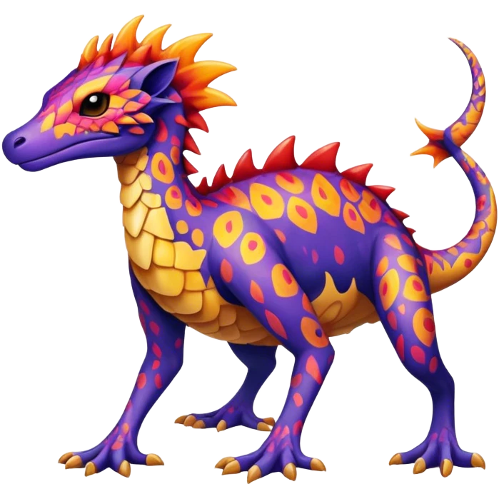 a colorful edgy vernid-fionbri-creature with splash patterns full body emoji