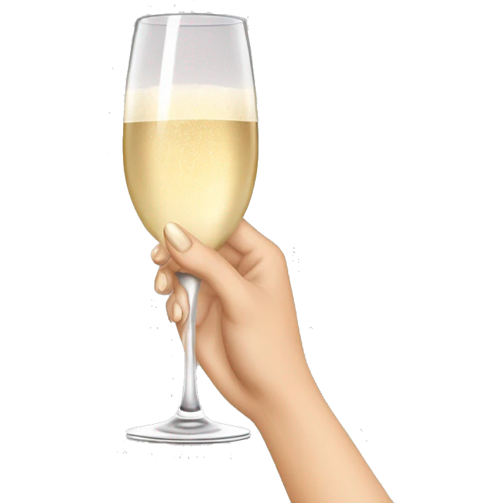 white woman hand with beige nails holding champagne glass emoji