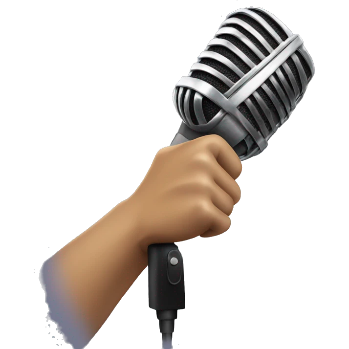 strong power hand holding a microphone up emoji