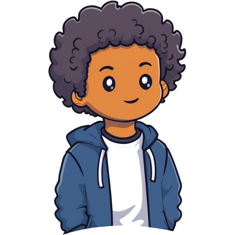 black boy with curly hair emoji