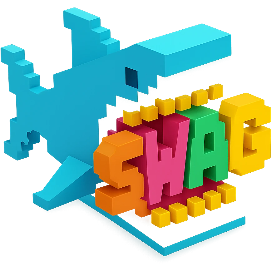 акула в пасти которой надпись SWAG, no background emoji