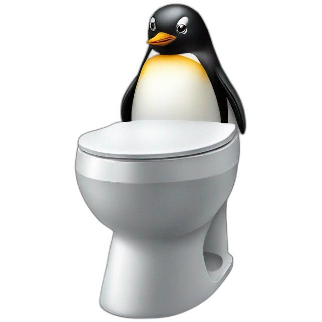 Penguin on toilet emoji