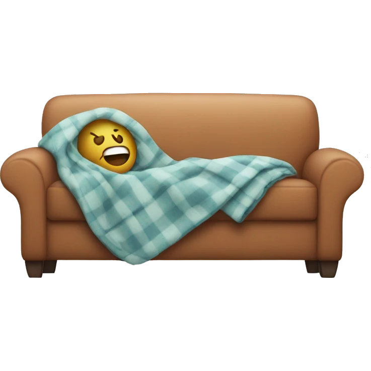 A comfy couch with blankets emoji