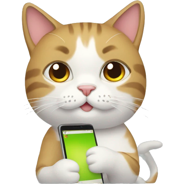 Gato com celular Android  emoji