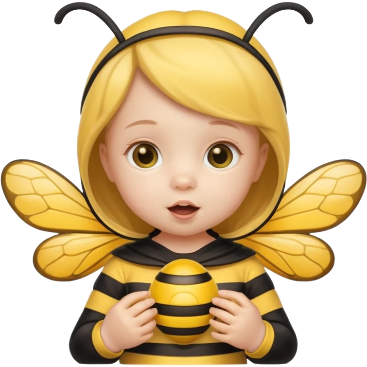 baby girl with pacifier dressed as a bee emoji