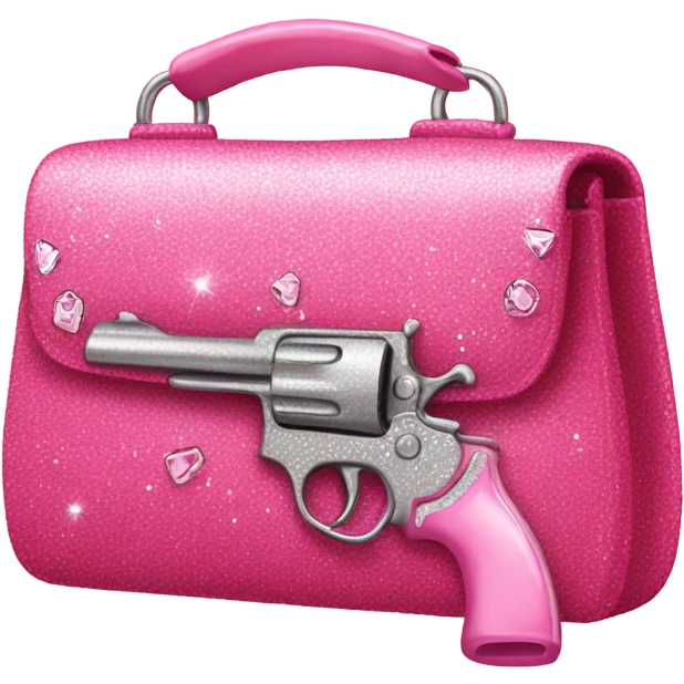 Pink purse with gun and glitter  emoji