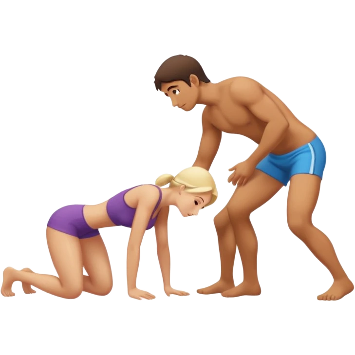 full body image of a man on all fours with a woman behind him about to put her tongue in his butt crack emoji
