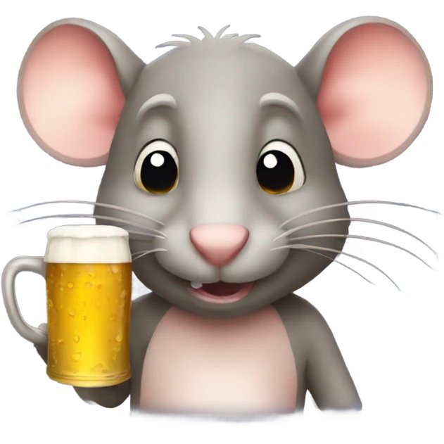 Rat with beer emoji