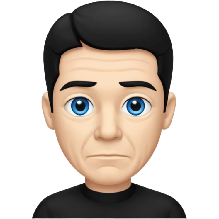 Shemp Howard from the Three Stooges with blue eyes, black hair, black outfit emoji