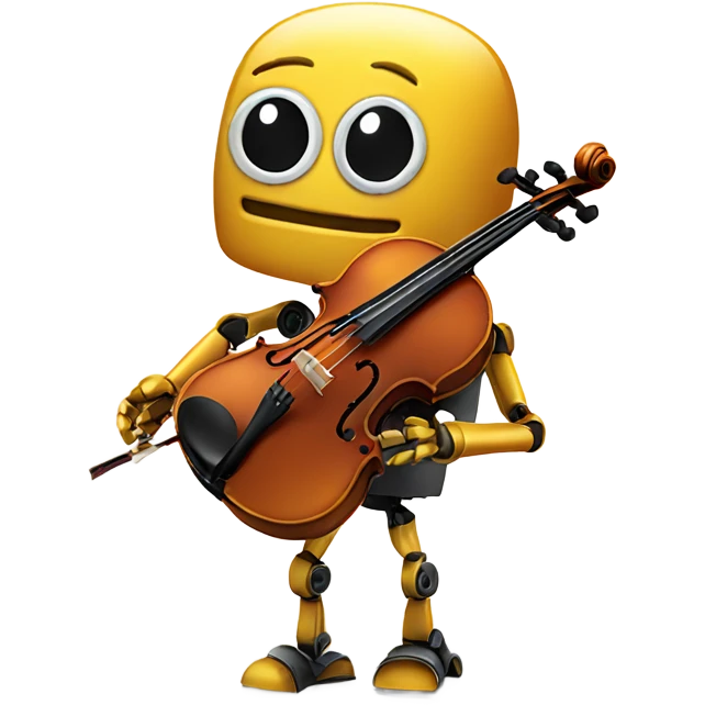 cute robot holds a violin emoji