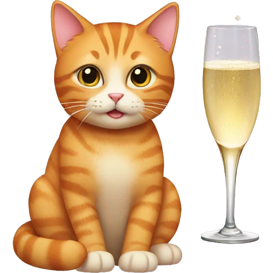 Ginger cat with champagne  emoji