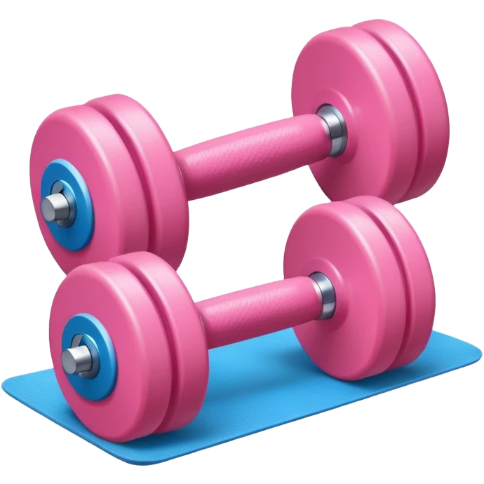 A cute pink dumbell with yoga mat emoji
