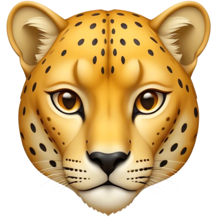 Cinematic Noble Cheetah Portrait Emoji, Poised and regal, with a lean, muscular build and a sleek, spotted Fur of golden hues, deep-set soulful amber eyes, Simplified yet sharp and sophisticated features, highly detailed, glowing with a warm, dignified glow, high shine, intelligent and swift, stylized with an air of wild elegance, focused and attentive, soft glowing outline, capturing the essence of a watchful and confident predator, so majestic it feels as though it could sprint out of the screen with effortless authority! emoji