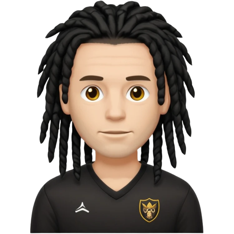 black dreadlocks white man with black jersey emoji