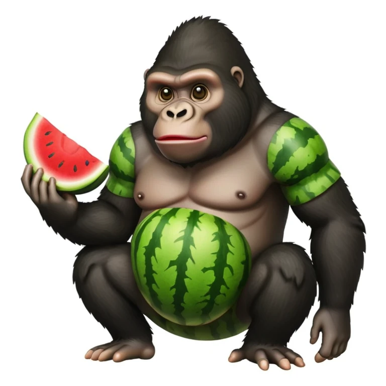 a gorrila with a watermelon body emoji
