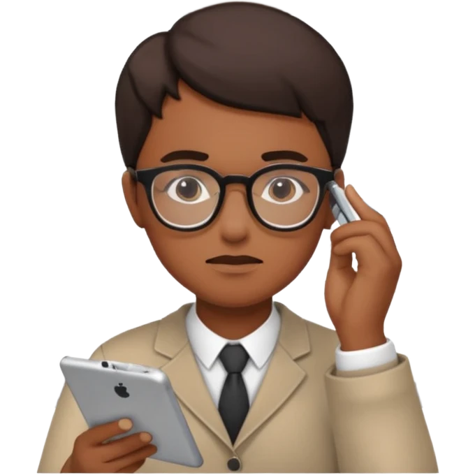 person with glasses analyzing data emoji
