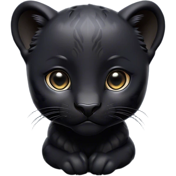 Cinematic Noble Baby black Panther Portrait Emoji, Poised with a touch of regal innocence, featuring a compact, sleek build with soft, dark fur and large, soulful eyes, Simplified yet sharp and sophisticated features, highly detailed, glowing with a gentle, mysterious glow, high shine, intelligent and endearing, stylized with an air of youthful authority, focused and attentive, soft glowing outline, capturing the essence of a tiny jungle guardian that appears ready to pounce out of the screen with effortless charm! emoji