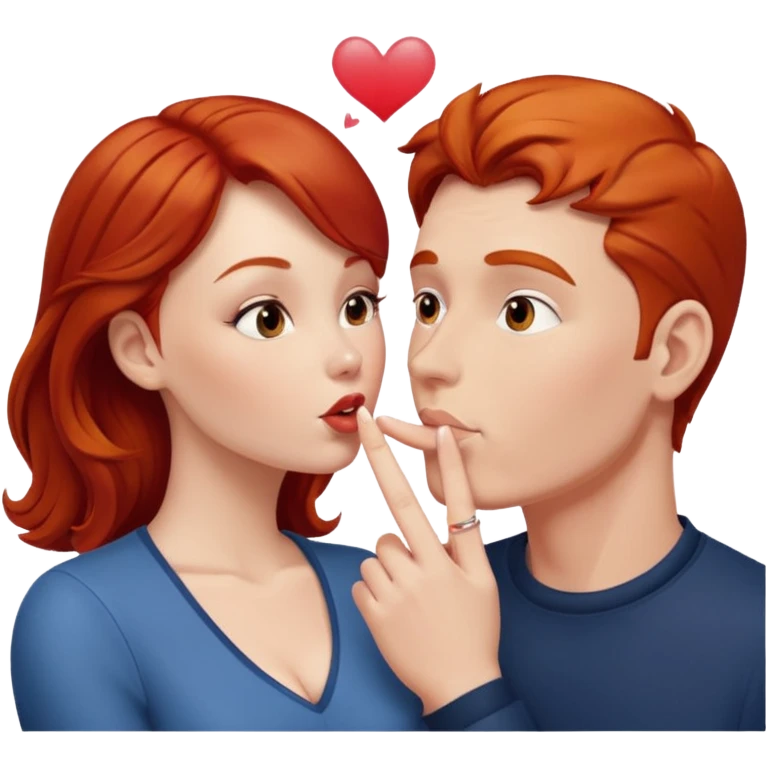 couple consisting of white man and redhead woman blowing eachother a kiss  emoji