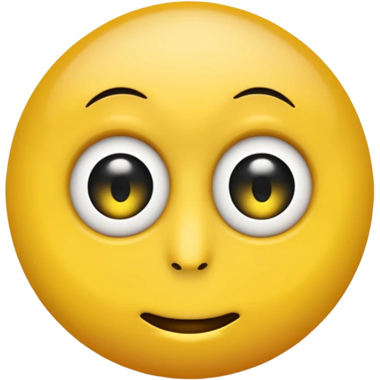 A circular yellow emoji with a smooth, gradient-shiny surface, featuring two large round eyes with white sclera and black pupils, conveying a mix of confusion and playfulness. A yellow finger is placed beside the mouth with a simple 'ε' symbol in front. emoji