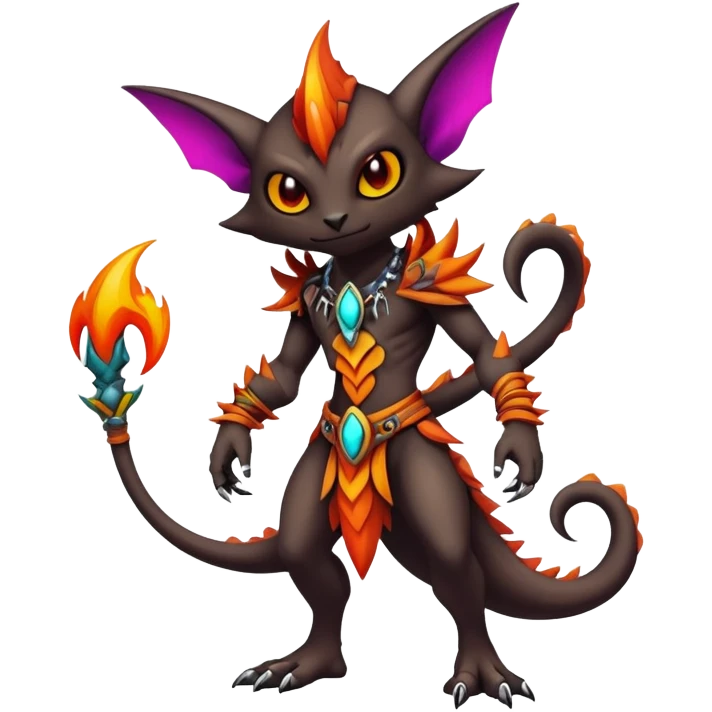 Gothic badass cool complex exotic colorful aesthetic-scenery-Fakémon-creature (full body) emoji