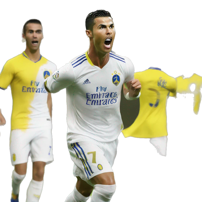Cristiano Ronaldo at Al Nassr celebrating goal emoji