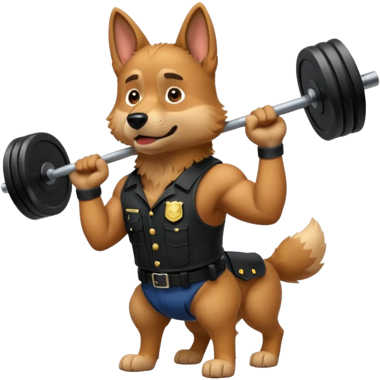 muscular police dog with a barbell emoji