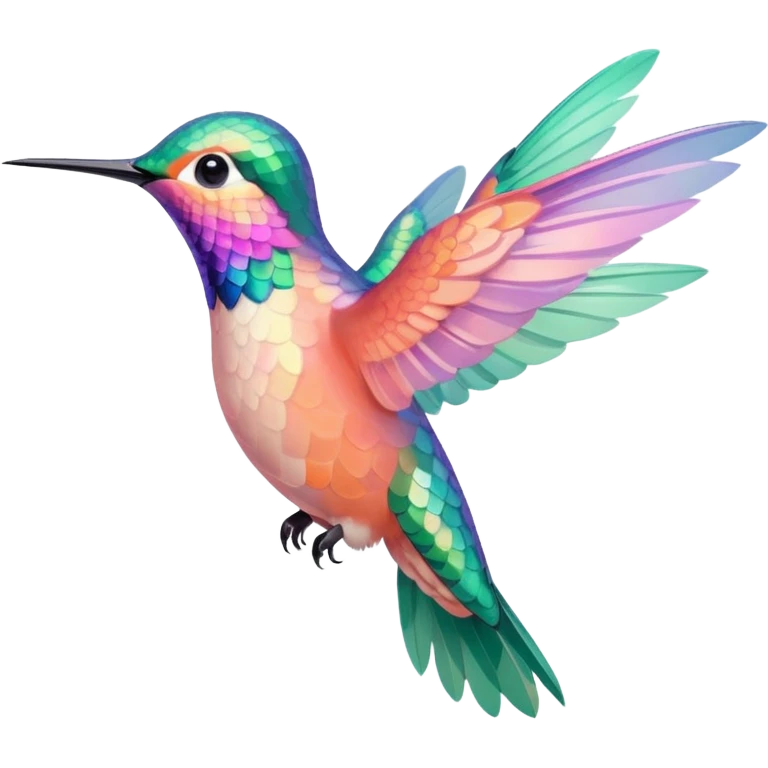peach pink and mint humming bird emoji