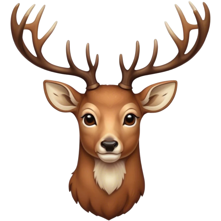 Cinematic Noble Deer Portrait Emoji, Poised and regal, with a graceful, slender build and a dappled coat of warm browns and creams, elegant antlers crowning its head, deep-set soulful gentle eyes, Simplified yet sharp and sophisticated features, highly detailed, glowing with a soft, dignified glow, high shine, intelligent and serene, stylized with an air of forest majesty, focused and attentive, soft glowing outline, capturing the essence of a watchful woodland guardian, so majestic it feels as though it could gracefully leap out of the screen with effortless authority! emoji