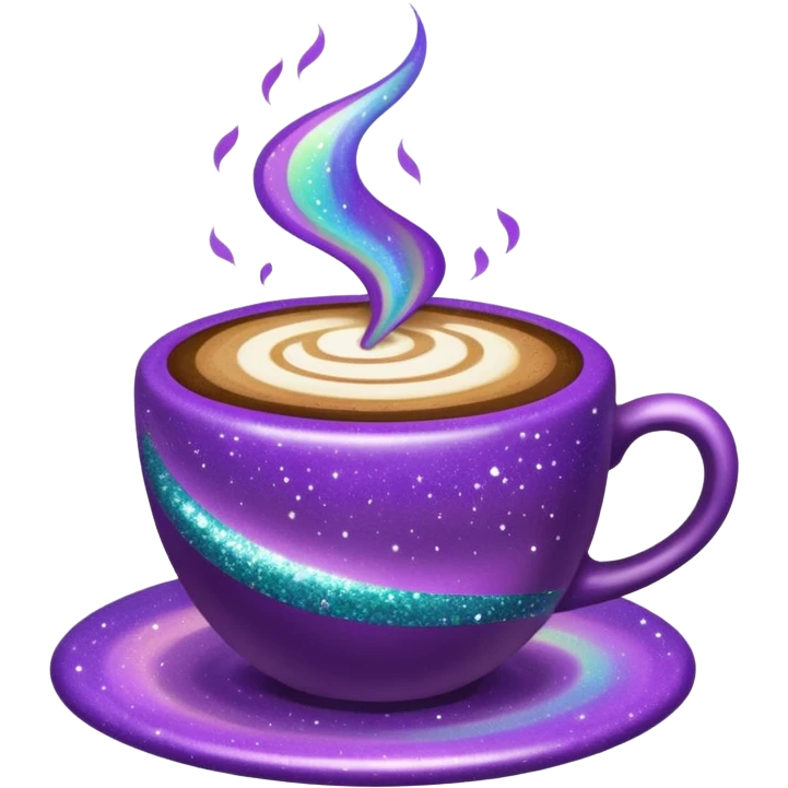 glitter cian and purple coffee
 emoji