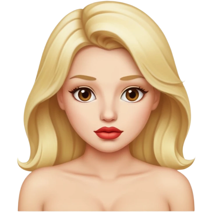 blonde bimbo with dramatically large lips and chest emoji