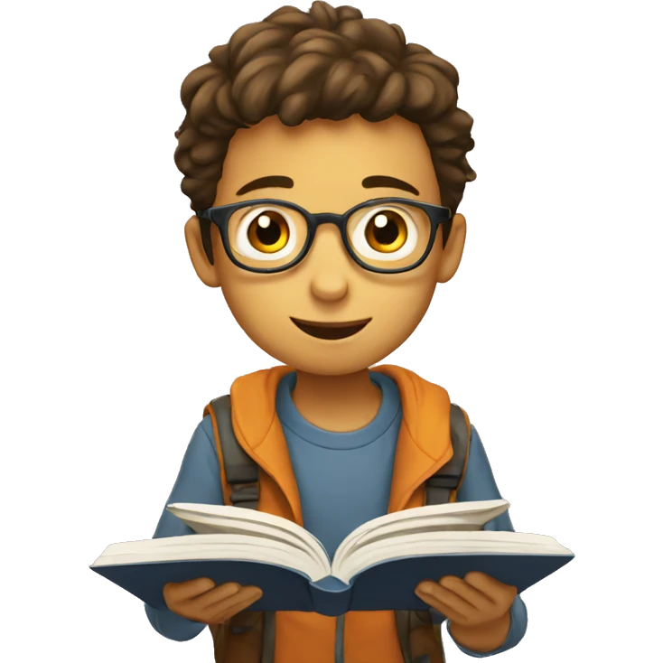 Curious boy reading a book emoji