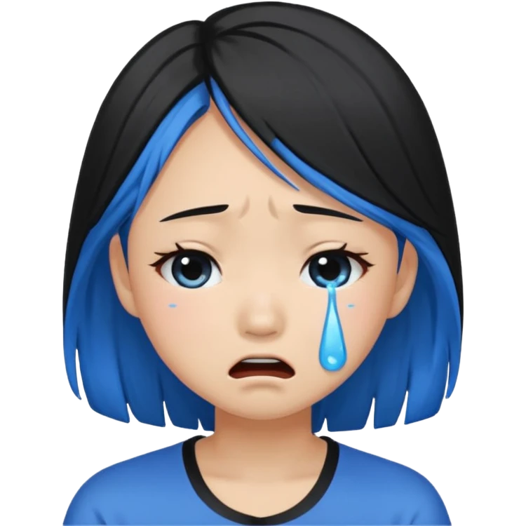 Asian girl crying more like this 😭 make the tears blue make the hair black all of the hair black emoji