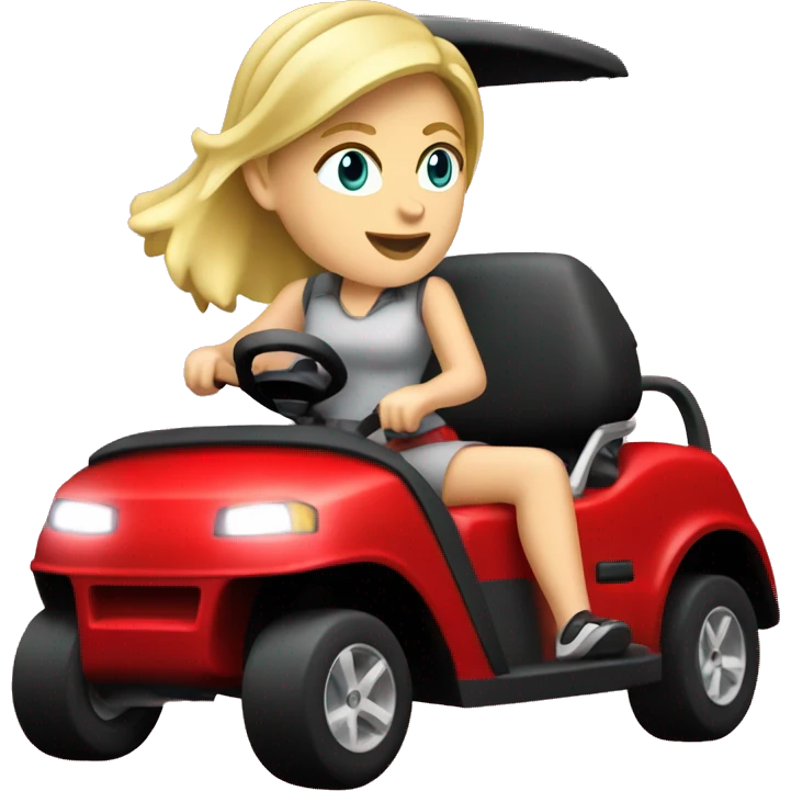 Blonde white girl driving ww golf car in red color emoji