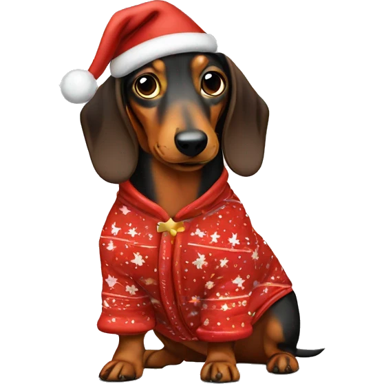 wiener dog in Christmas pajamas emoji