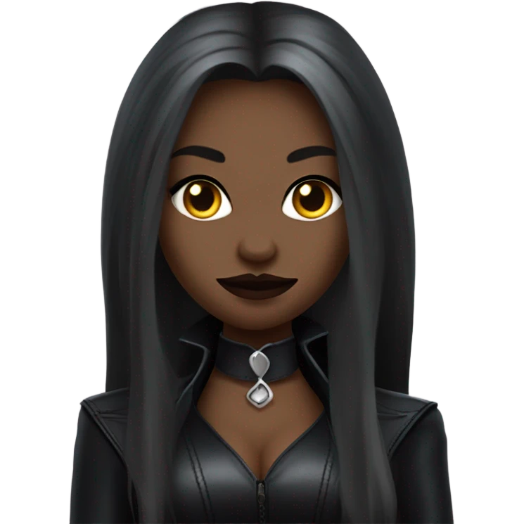 gothic vampire catwomen with long hair  at leather coat  emoji