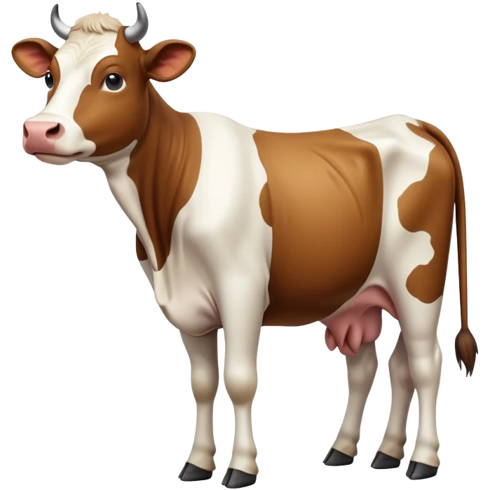 cinematic-[brown and white cow]-realistic-full-body-standing-emoji,-tail-flicking-lazily,-head-tilted-dramatically,-sleek-[brown and white]-coat,-simplified-yet-realistic-focused-features,-highly-detailed,-glowing-with-an-almost-sarcastic-glow emoji