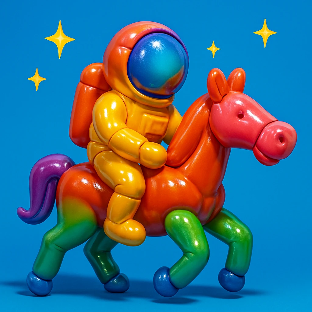 astronaut on horseback with stars in background emoji