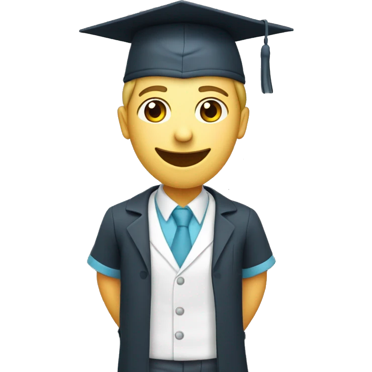 Generate a white medical university student in a square academic hat emoji
