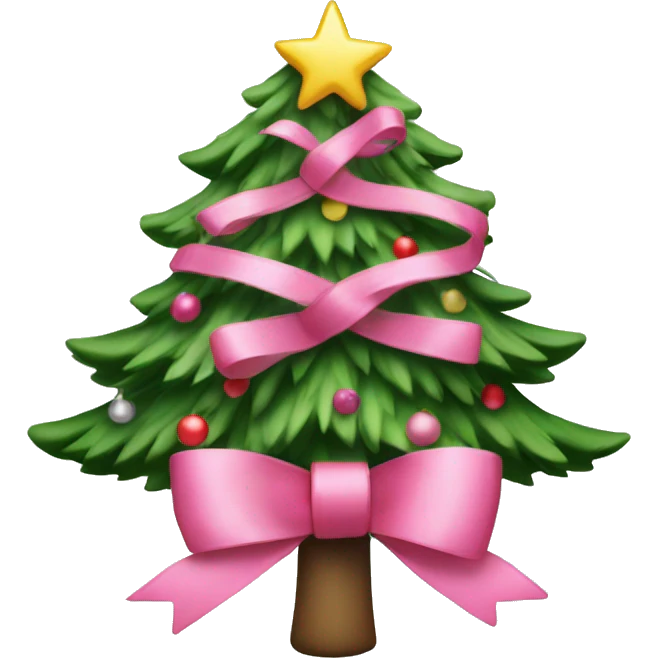Christmas tree with pink ribboms emoji