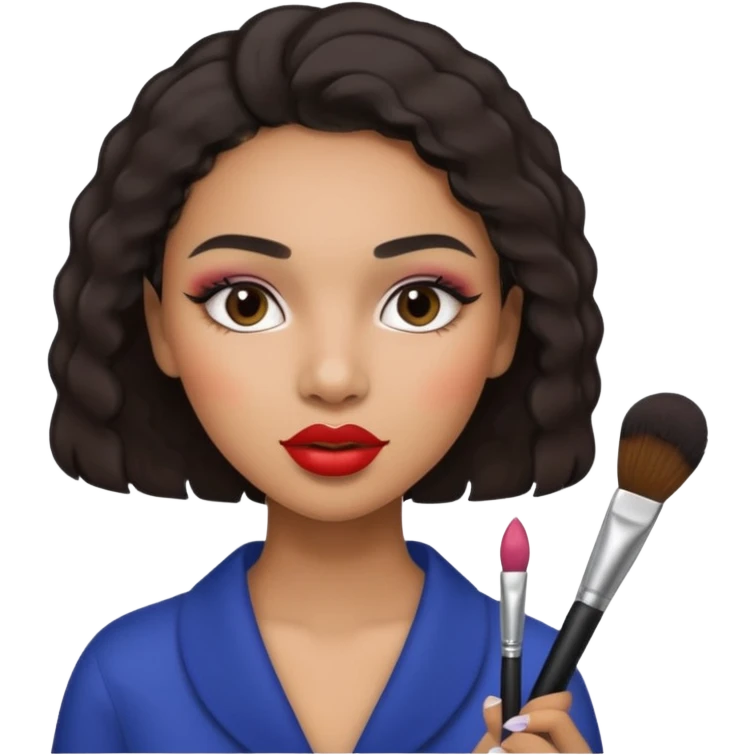 Draw a mixed-race girl applying makeup. emoji
