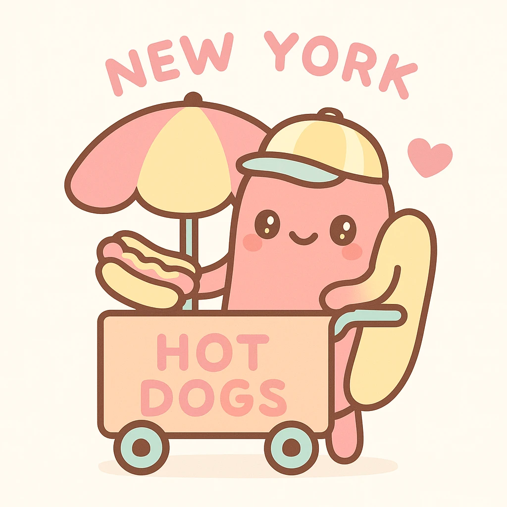 hotdog seller in New York with cart emoji