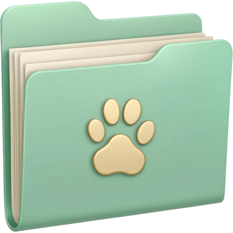 a pastel green folder of documents with a pawprint on it emoji