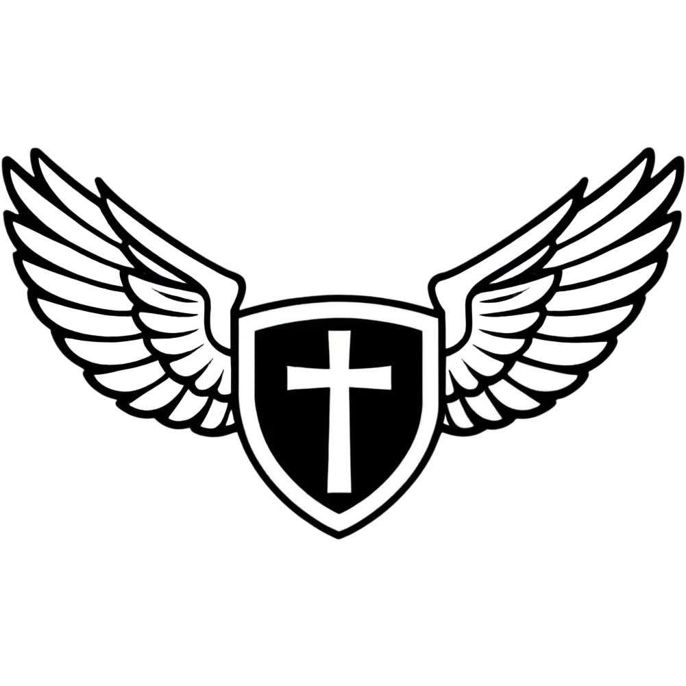 White heraldic emblem with wings emoji