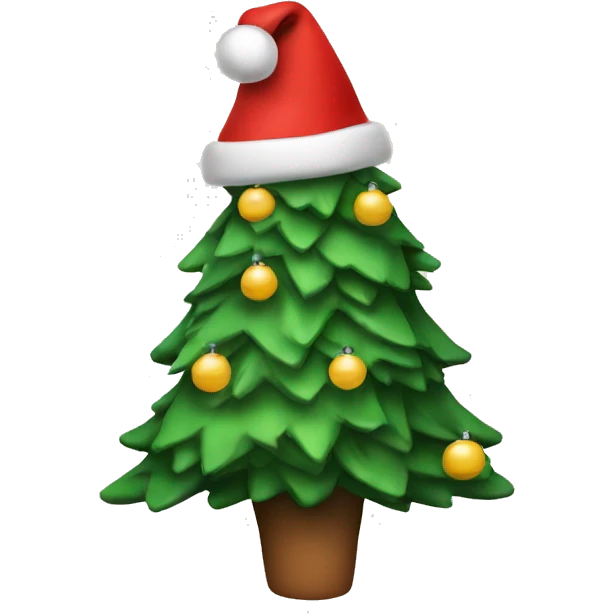 christmas tree with a santa hat emoji