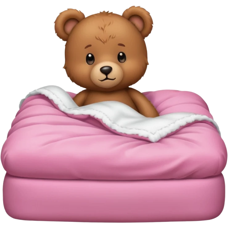 Cute Brown Teddy bear in pink bed emoji