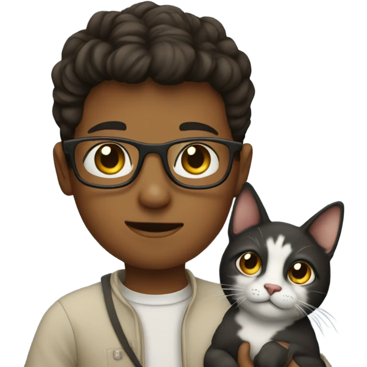 Boy with glasses and cat emoji